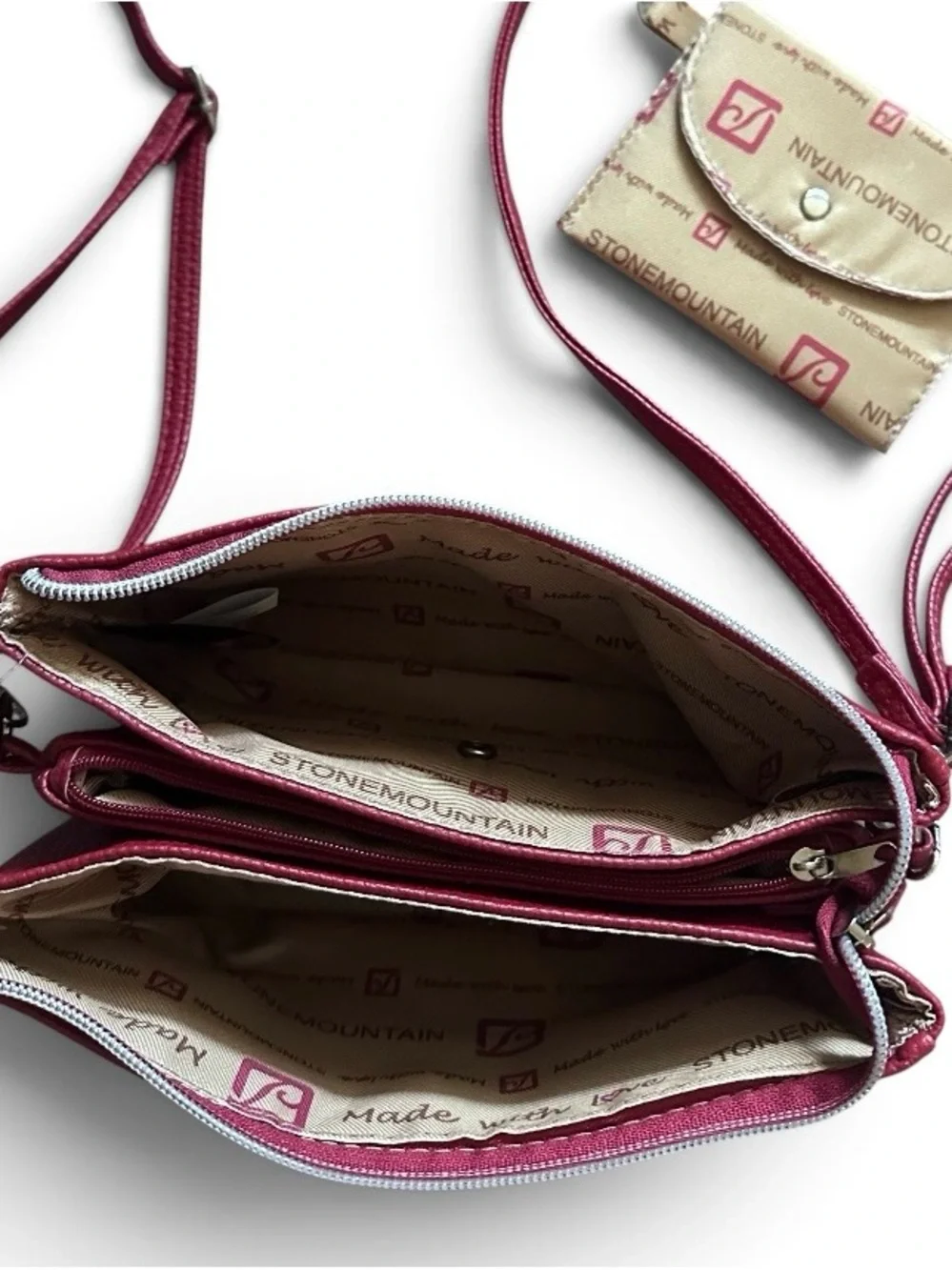 STONE MOUNTAIN | Pebbled Leather Convertible Crossbody & Clutch Handbag NWOT